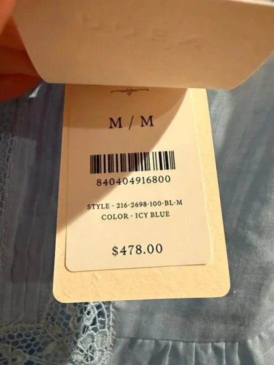 Doen Light Blue Embroidered V-Neck Midi Dress NWT perfect - Picture 5 of 14